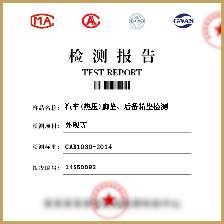 汽車(熱壓)腳墊、后備箱墊檢測